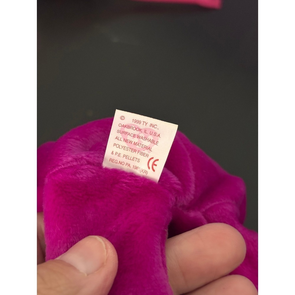 Ty Beanie Baby Millennium Bear Fuchsia Pink 2000 Earth Logo Plush 1999 Tag - Picture 5 of 5